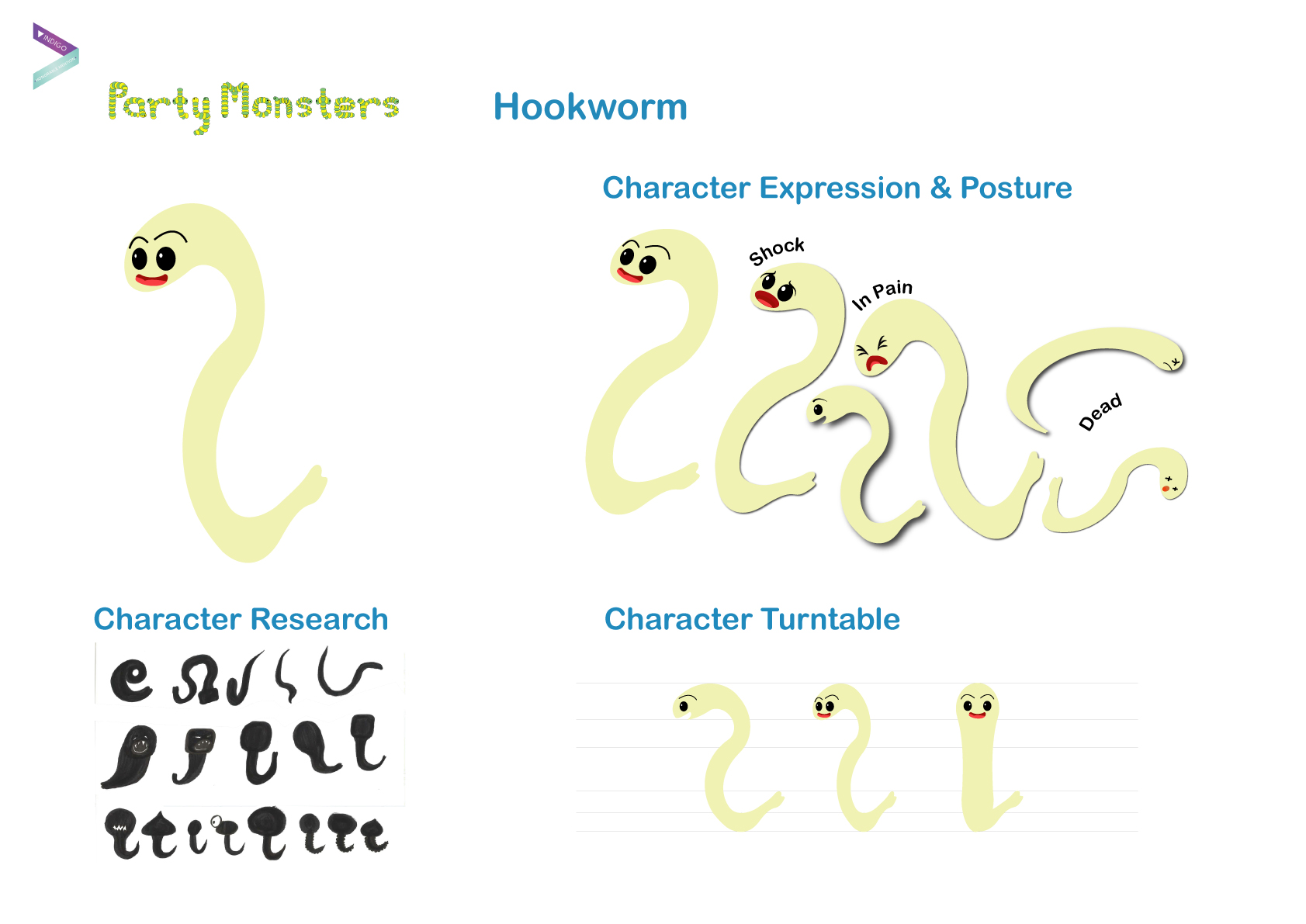 Party Monsters - Character Development - Hookworm - Indigo 2021 Award